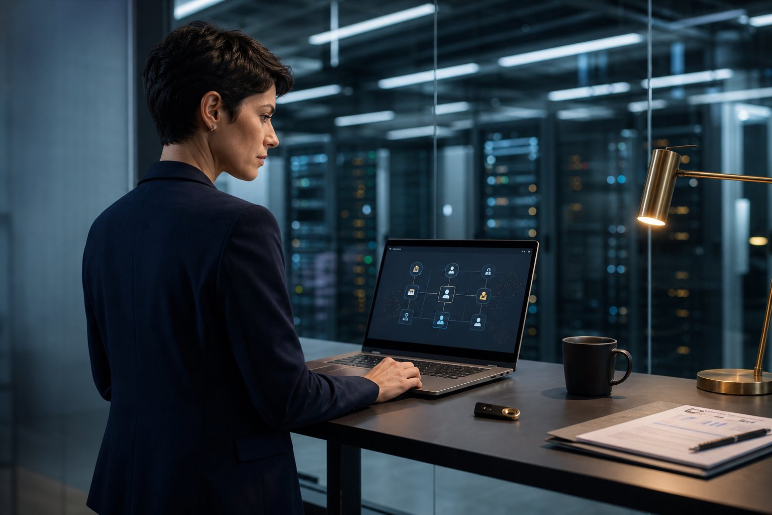 Security operations reviewing identity, access and compliance controls