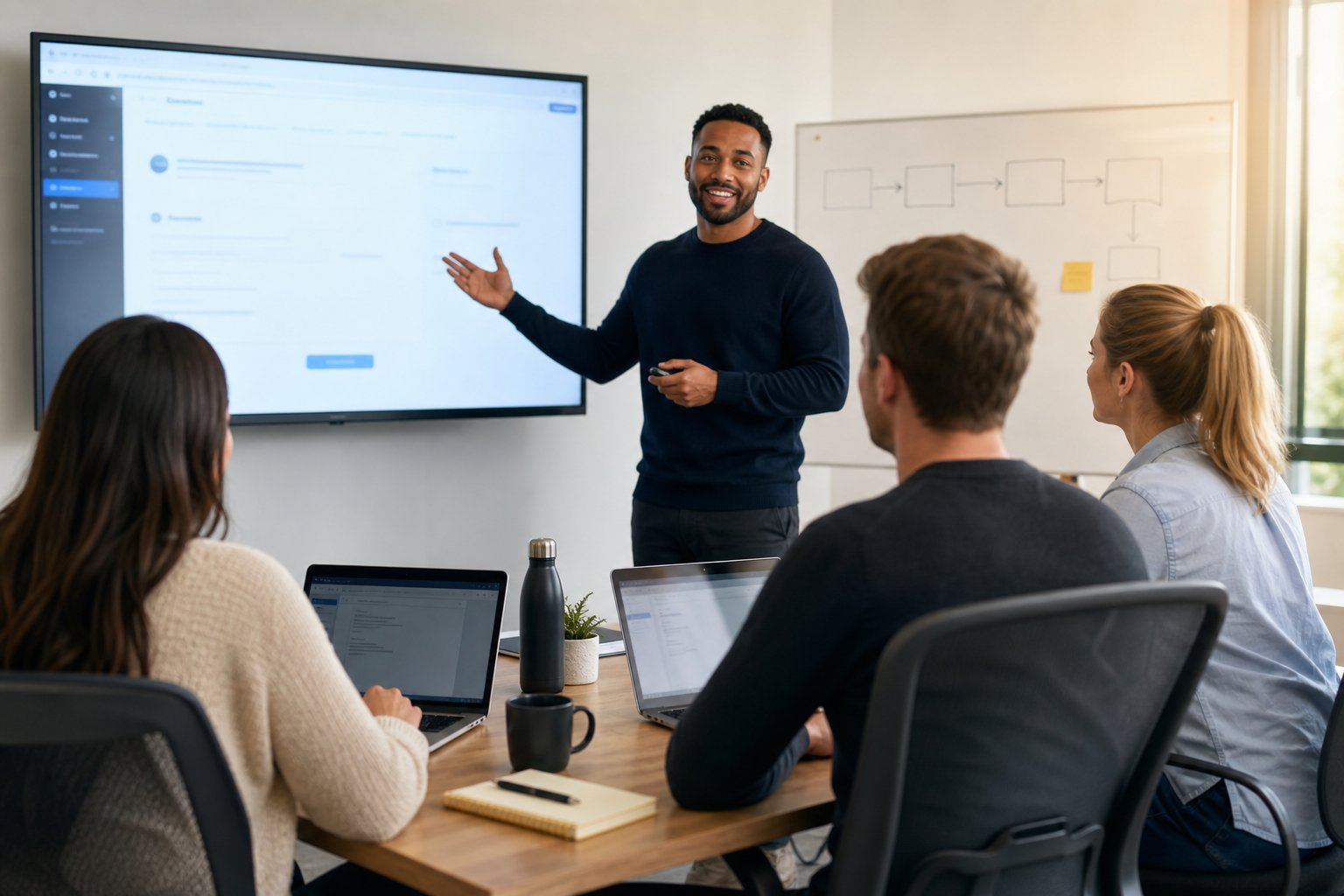 Administrator leading end-user onboarding and hands-on training