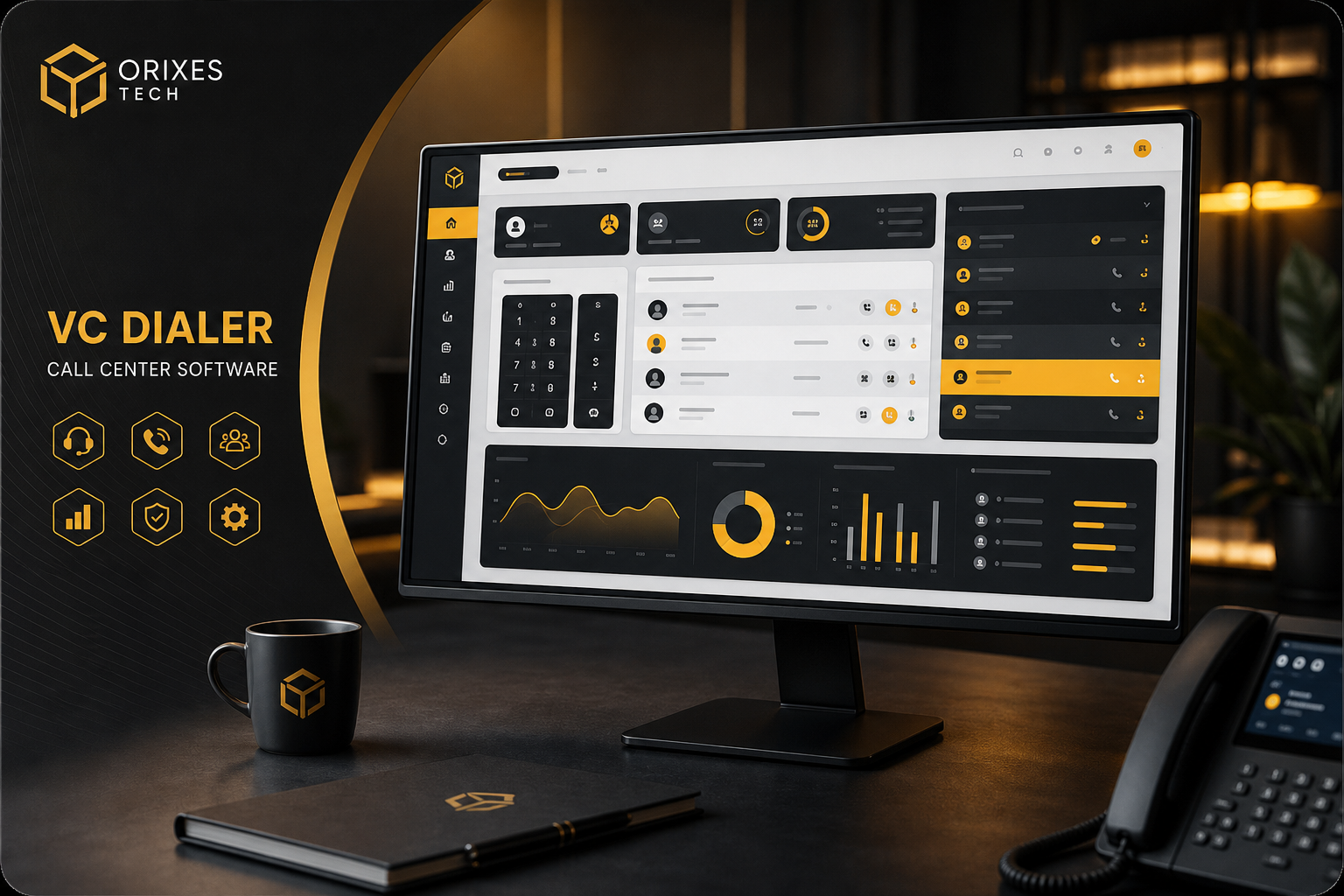 VC dialer dashboard with live call queue and agent analytics