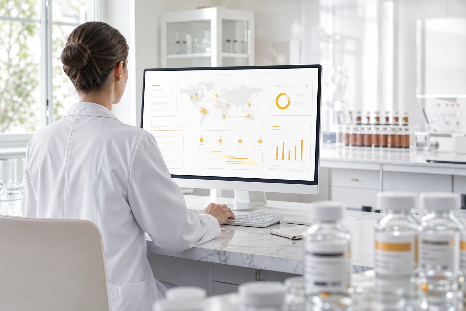 Pharmaceutical operations dashboard with compliance analytics