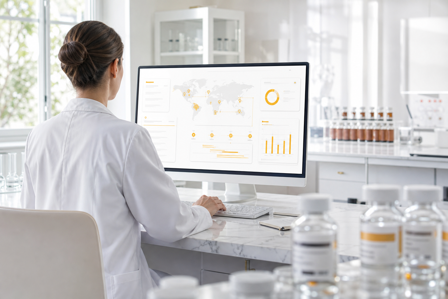 Pharmaceutical operations dashboard with compliance and supply chain analytics
