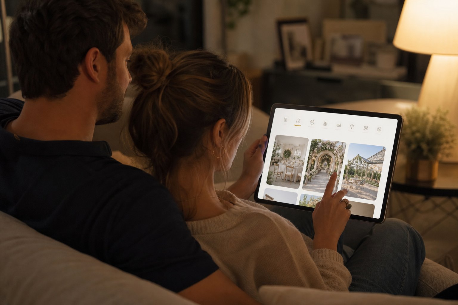 Couple exploring an inspirational yet simple wedding marketplace experience