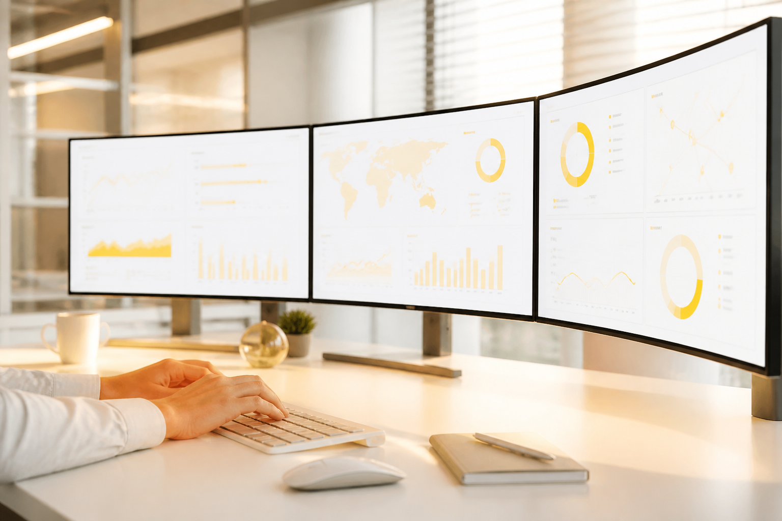 IT operations desk with infrastructure monitoring dashboards